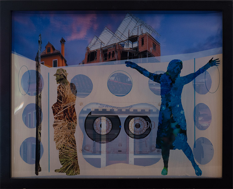 Shopping is a multi layered photo collage artwork by Kelly Irving
